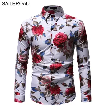 SAILEROAD Fashion Men's White Shirt Slim Fit Long Sleeve Floral Shirt Mens Clothing Trend Casual Flower Shirts Tee Print Blouse 
SAILEROAD Fashion Men's White Shirt Slim Fit Long Sleeve Floral Shirt Mens Clothing Trend Casual Flower Shirts Tee Print Blouse