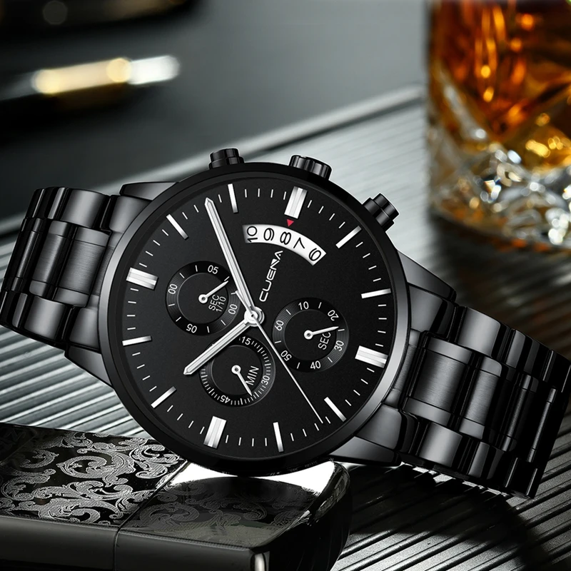 CUENA Men Quartz Watch Fashion Mens Watches Top Brand Luxury Waterproof Clock Stainless Steel Man Wristwatches Relogio Masculino
CUENA Men Quartz Watch Fashion Mens Watches Top Brand Luxury Waterproof Clock Stainless Steel Man Wristwatches Relogio Masculino
