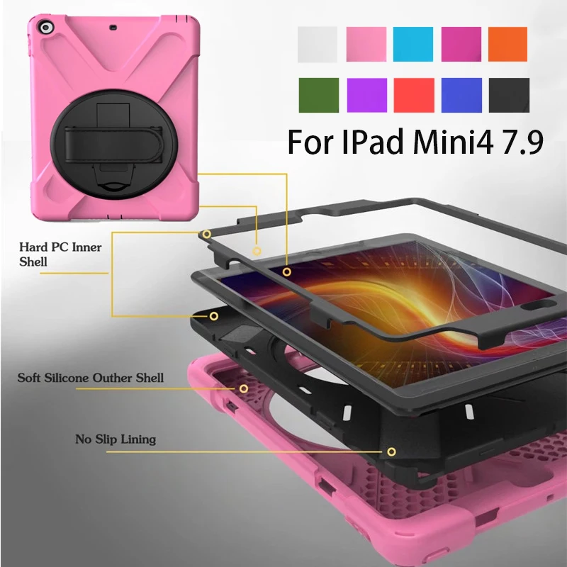 Case For iPad Mini4 Kid Safe Shockproof Heavy Duty Silicone Hard Cover for apple ipad mini 4 7.9inch Stand case with Wrist strap
Case For iPad Mini4 Kid Safe Shockproof Heavy Duty Silicone Hard Cover for apple ipad mini 4 7.9inch Stand case with Wrist strap