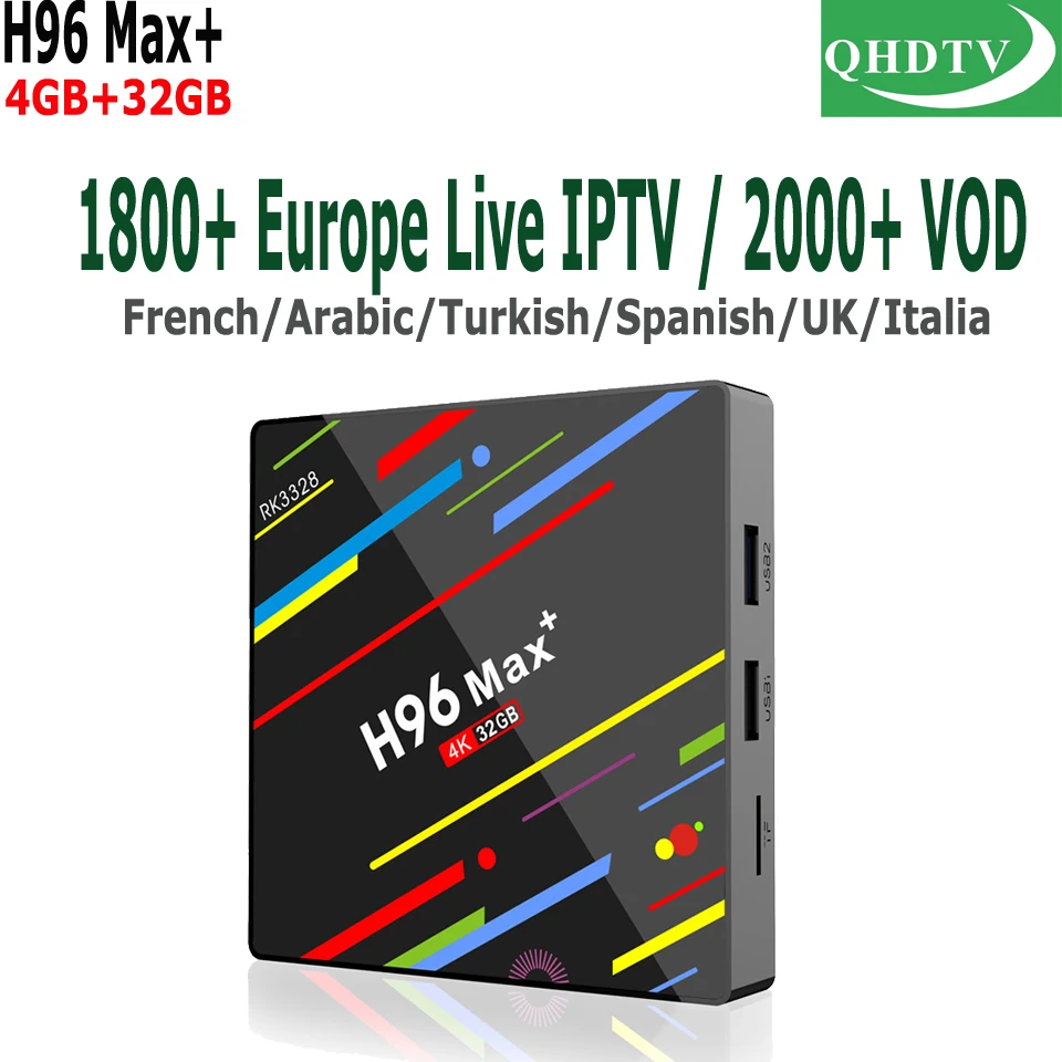 H96 Max Android 9.0 TV Box 4GB RAM 32GB With 1 Year QHDTV French IPTV Channels Portugal UK Dutch Arabic European TV Package m3u
H96 Max Android 9.0 TV Box 4GB RAM 32GB With 1 Year QHDTV French IPTV Channels Portugal UK Dutch Arabic European TV Package m3u