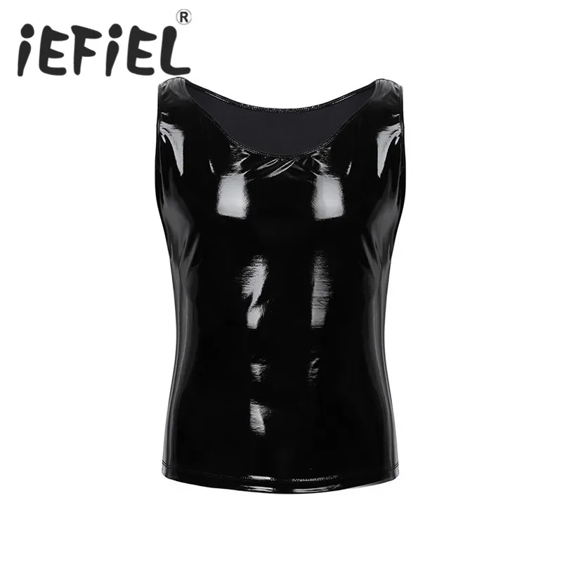 iEFiEL Fashion Male Men Faux Leather Short Sleeve Round Neck Tank Top Shirt Clubwear Stage Performance Costume Cosplay Crop Vest
iEFiEL Fashion Male Men Faux Leather Short Sleeve Round Neck Tank Top Shirt Clubwear Stage Performance Costume Cosplay Crop Vest