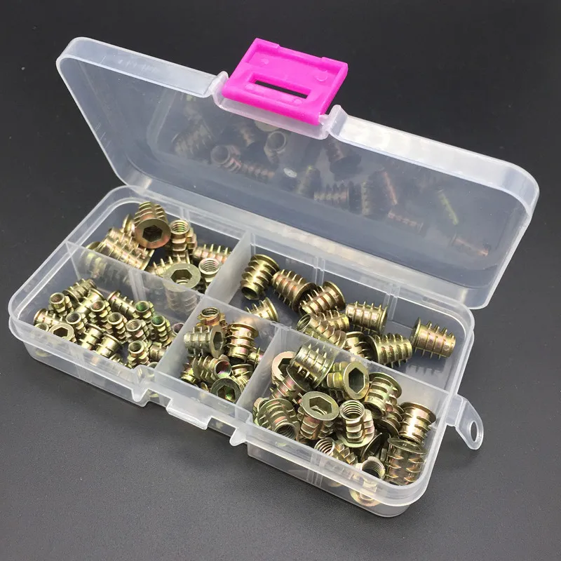 70Pcs/set M4/M5/M6 Zinc Alloy Thread For Wood Insert Nut Flanged Hex Drive Head Furniture Nuts Assortment Kit
70Pcs/set M4/M5/M6 Zinc Alloy Thread For Wood Insert Nut Flanged Hex Drive Head Furniture Nuts Assortment Kit