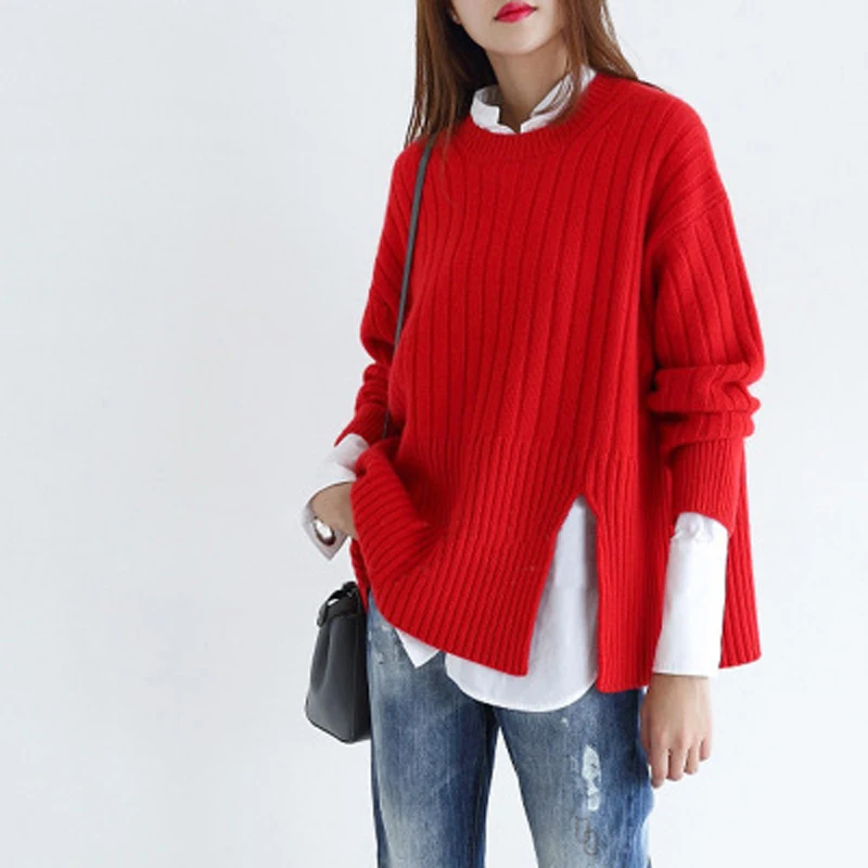 New Casual Sweaters Fashion 2019 Women Loose Thick Pullovers Split Knitting Sweater Solid O-Neck Pullover Winter Clothes Women
New Casual Sweaters Fashion 2019 Women Loose Thick Pullovers Split Knitting Sweater Solid O-Neck Pullover Winter Clothes Women
