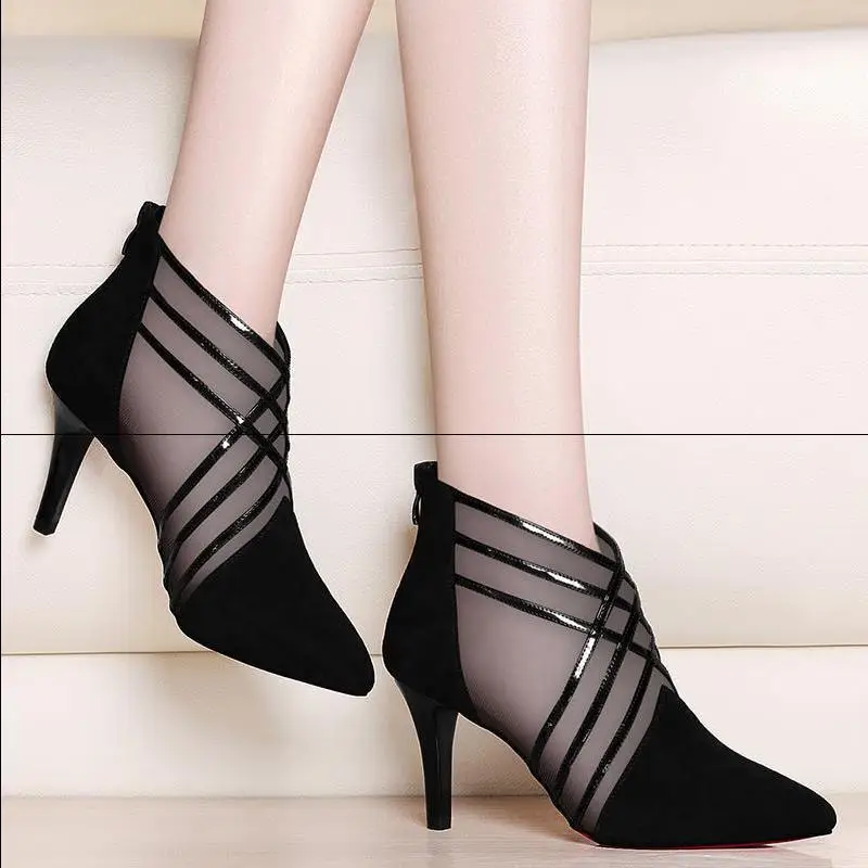 Designer Ankle Boots Lace Breathable mesh Casual Pointed Toe High Heels Zipper Thin Heels Fashion Shoes For Women Sandals pumps
Designer Ankle Boots Lace Breathable mesh Casual Pointed Toe High Heels Zipper Thin Heels Fashion Shoes For Women Sandals pumps