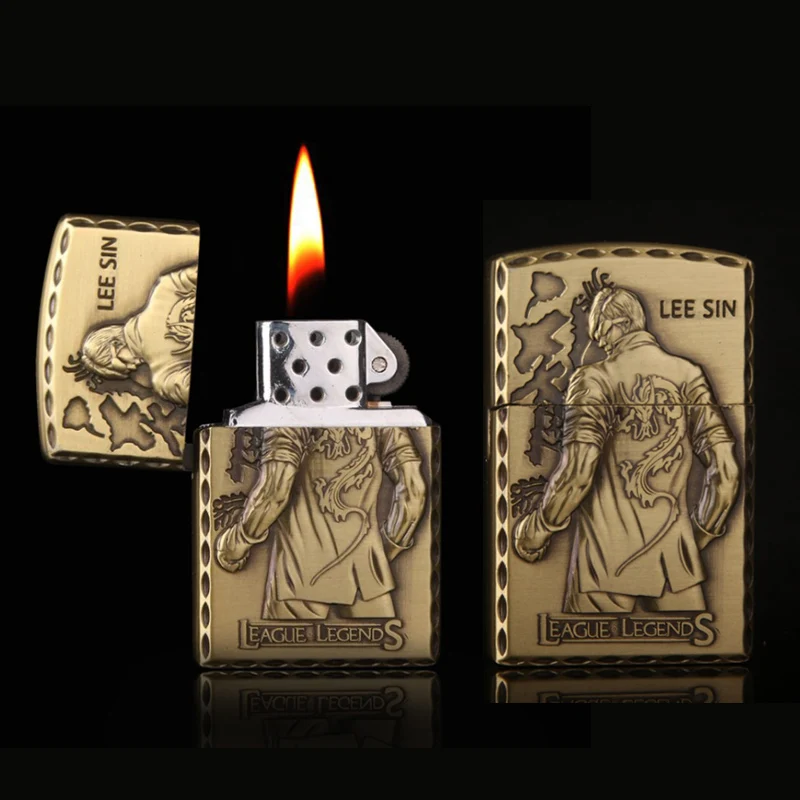 LOL Lighter Bronze Kerosene Fire Oil Lighter League Of Lengends Refillable Game Cigarette Metal Retro Men Gadgets Bar Lighters
LOL Lighter Bronze Kerosene Fire Oil Lighter League Of Lengends Refillable Game Cigarette Metal Retro Men Gadgets Bar Lighters