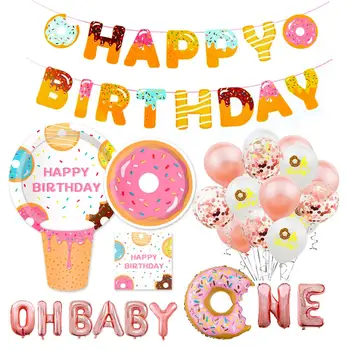 Donut Birthday Party Decor Kids Banner Balloon Disposable Tableware Donut Party Supplies 1st Birthday Party Boy Girl Baby Shower
Donut Birthday Party Decor Kids Banner Balloon Disposable Tableware Donut Party Supplies 1st Birthday Party Boy Girl Baby Shower