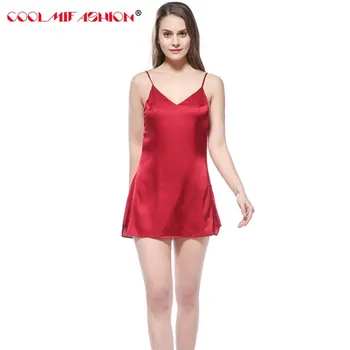 Sleepwear Braces Skirt Simple Sexy Women Silk-like Nightdress pure color sleepshirts imitated silk fabric lingerie dressing gown
Sleepwear Braces Skirt Simple Sexy Women Silk-like Nightdress pure color sleepshirts imitated silk fabric lingerie dressing gown