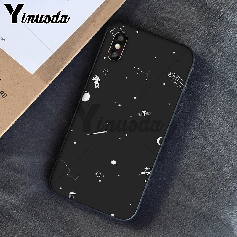 black with white moon stars space astronaut