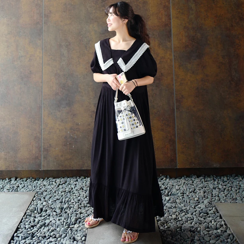 Date Night Little Black Dress One Piece White Lace Patchwork Collar Puff Sleeve Pleated Dress Long Robe Longue Vestido Largo
Date Night Little Black Dress One Piece White Lace Patchwork Collar Puff Sleeve Pleated Dress Long Robe Longue Vestido Largo