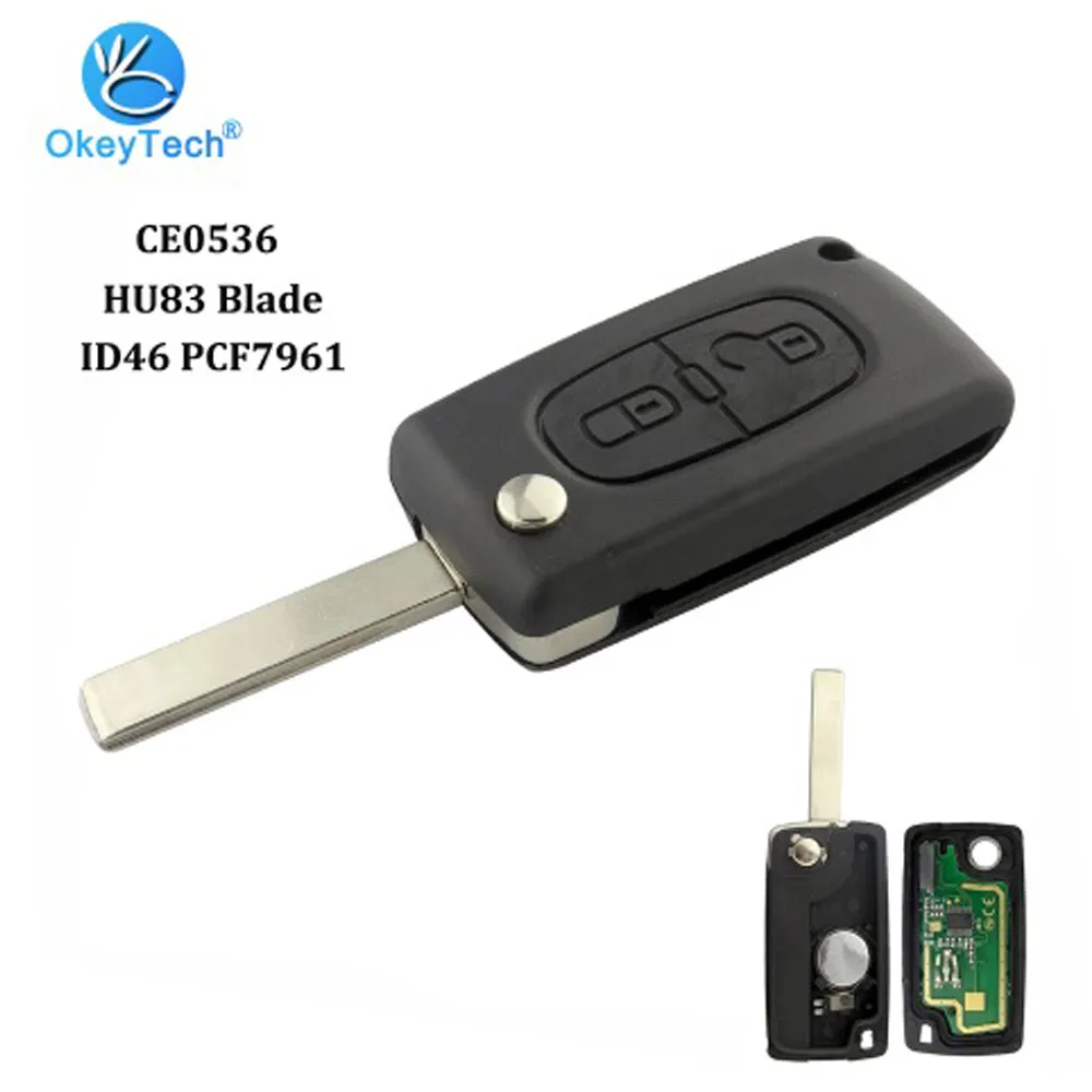 OkeyTech ASK CE0536 HU83 Groove Blade 2 Button Flip Folding 433Mhz ID46 PCF7961 Chip Car Remote Key for Peugeot 307 3008 308 408
OkeyTech ASK CE0536 HU83 Groove Blade 2 Button Flip Folding 433Mhz ID46 PCF7961 Chip Car Remote Key for Peugeot 307 3008 308 408