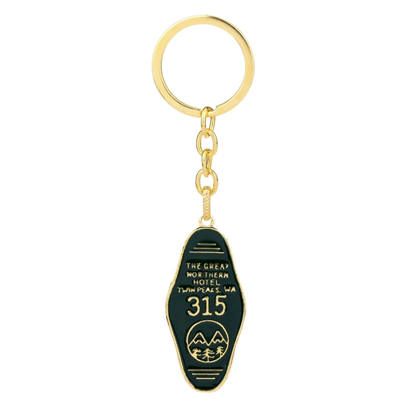 dongsheng TV Jewelry Twin Peaks 315 Logo Keychain Pendants The Great Northern Hotel Chaveiro Green Men Lady Metal Car Keyring-50 | Украшения