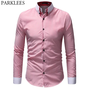 Classic Striped Shirt Men 2019 Fashion Spring Mens Pink Button Down Dress Shirts Casual Slim Fit Blouse Camisas Social Masculina
Classic Striped Shirt Men 2019 Fashion Spring Mens Pink Button Down Dress Shirts Casual Slim Fit Blouse Camisas Social Masculina