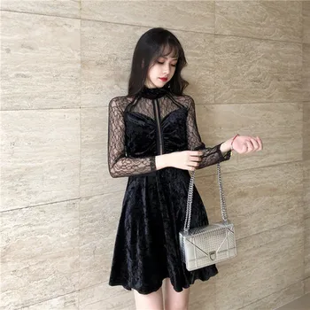 Lace Fashion Patchwork Sexy Club Women Dress Transparent Hollow Long Sleeve Dress Women A-line High Waist Dresses Womens
Lace Fashion Patchwork Sexy Club Women Dress Transparent Hollow Long Sleeve Dress Women A-line High Waist Dresses Womens