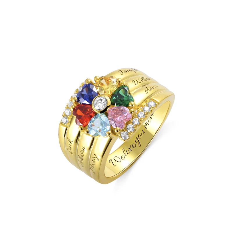 AILIN Customized Heart Birthstone Ring With Six Names Mothers Day Jewelry Birthstone Rings For Mom's Gift
AILIN Customized Heart Birthstone Ring With Six Names Mothers Day Jewelry Birthstone Rings For Mom's Gift