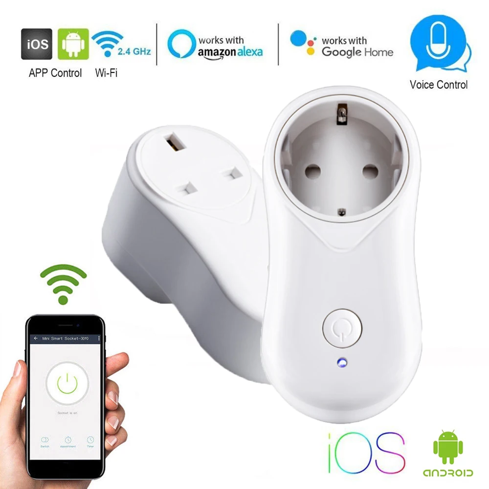 Smart Plug Wifi App Remote Control Power Smart Outlet Socket 10A Switch with Alexa Google Home Assistant Audio Wireless Control
Smart Plug Wifi App Remote Control Power Smart Outlet Socket 10A Switch with Alexa Google Home Assistant Audio Wireless Control
