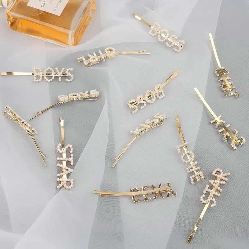 Fashion Pearls Letter Hairpins Gold Color Hair Clips Pins Sticks for Women Girls Bangs Word Clips Barrette Hair Accessories
Fashion Pearls Letter Hairpins Gold Color Hair Clips Pins Sticks for Women Girls Bangs Word Clips Barrette Hair Accessories