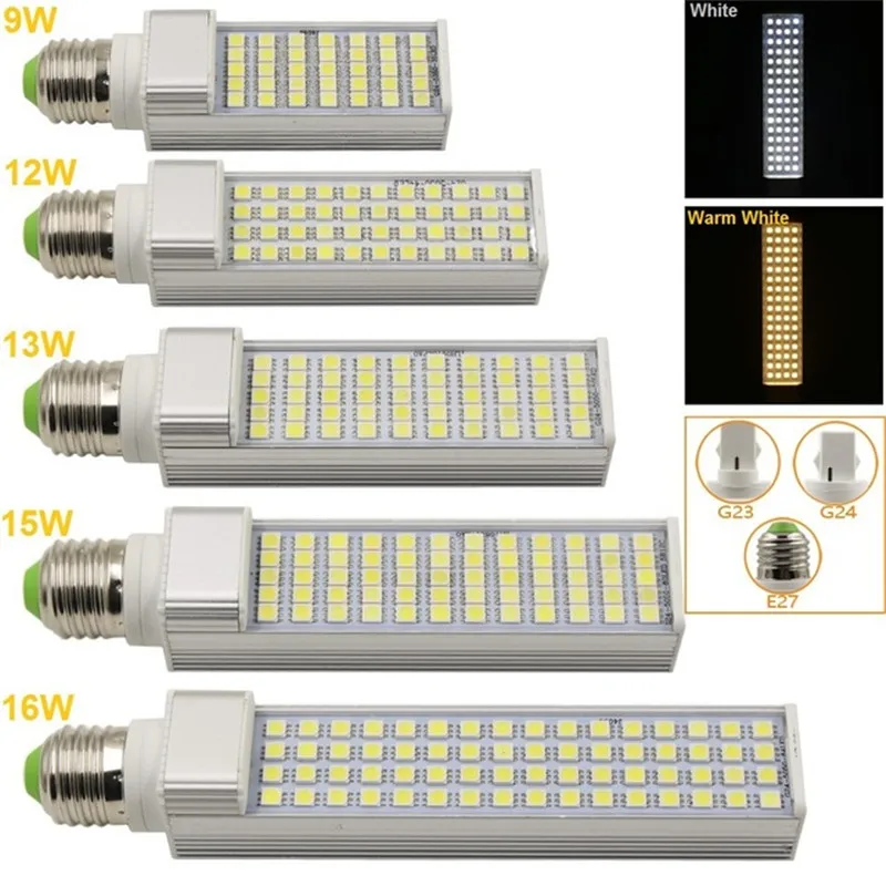 E27 G24 G23 PL LED Lamp 15W SMD5050 60 Leds Chips downlight light bulb bombillas 110V/220V Warm White/White High Power 1pcs
E27 G24 G23 PL LED Lamp 15W SMD5050 60 Leds Chips downlight light bulb bombillas 110V/220V Warm White/White High Power 1pcs