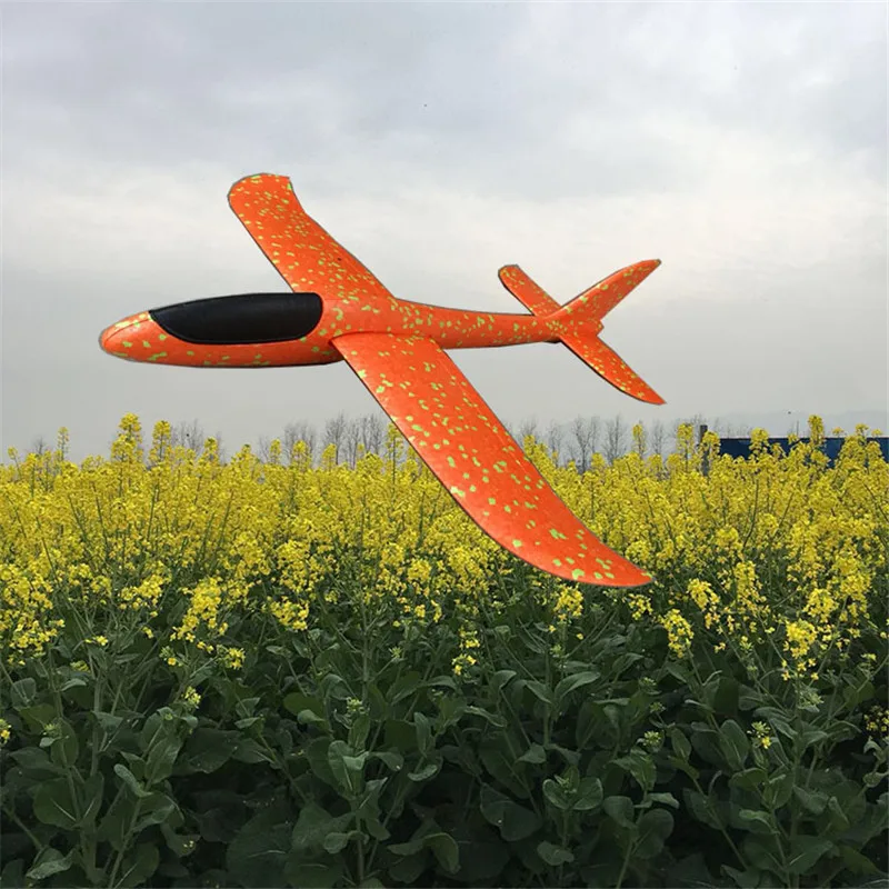 Foam Plane Glider Aircraft Airplane model LED Night Hand Throw Flying Glider EPP BigSize 48cm Toy For Children 17