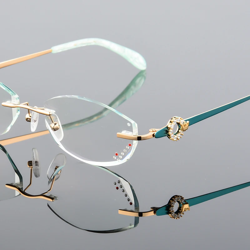 XINZE Fashion Eyeglasses W0529 Diamond Trimming Cutting Rimless Eyeglasses Prescription Optical Glasses Frame for Women Eyewear
XINZE Fashion Eyeglasses W0529 Diamond Trimming Cutting Rimless Eyeglasses Prescription Optical Glasses Frame for Women Eyewear