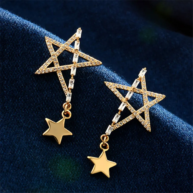 New Hot Vintage Gold Silver Color Abstract Star Earrings for Woman Rhinestone CZ Long Dangle Earrings Punk Fashion Accessories
New Hot Vintage Gold Silver Color Abstract Star Earrings for Woman Rhinestone CZ Long Dangle Earrings Punk Fashion Accessories