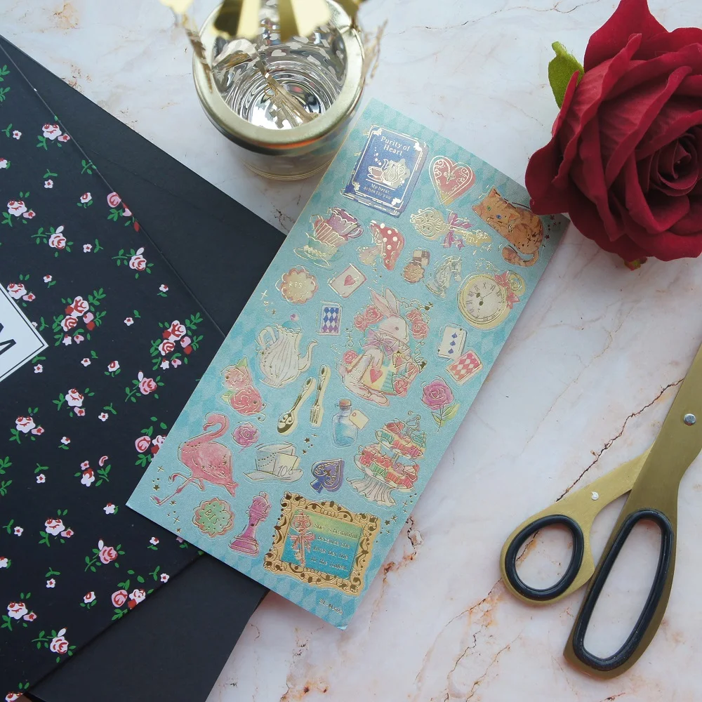 1 Sheets Gold Blue Alice In Wonderland Design Sticker As Gift Tag Christmas Gift Decoration Scrapbooking DIY Sticker
1 Sheets Gold Blue Alice In Wonderland Design Sticker As Gift Tag Christmas Gift Decoration Scrapbooking DIY Sticker