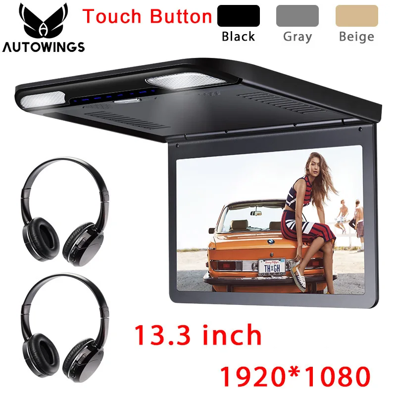 13.3 inch 1080P Touch Button Car Flip-down Monitor with 2 IR Wireless Headphones HDMI USB SD Roof Mount Video Player TV 3 Colors
13.3 inch 1080P Touch Button Car Flip-down Monitor with 2 IR Wireless Headphones HDMI USB SD Roof Mount Video Player TV 3 Colors