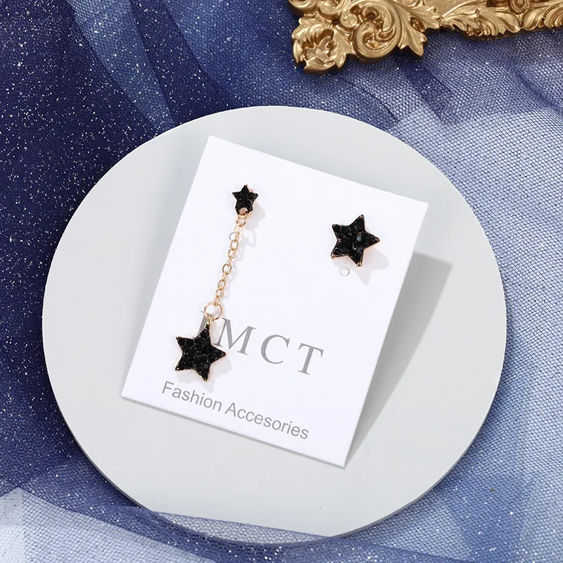 High Quality Exquisite Star Asymmetry Drop Earring Pave Shiny Black Rhinestone Dangle Earring For Wmen Summer Wholesale Price
High Quality Exquisite Star Asymmetry Drop Earring Pave Shiny Black Rhinestone Dangle Earring For Wmen Summer Wholesale Price
