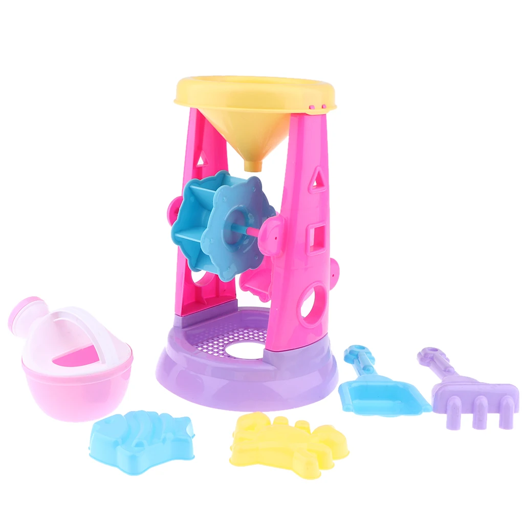 Double Sand Wheel Beach Outdoor Play Toy Set for Kids With Shovel and Molds