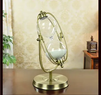 

Swivel Brass Color Metal Fine Sand 30Min Sand Glass Sand Timer Clock Hourglass Arts And Crafts Study Bedroom Office Desk Decor