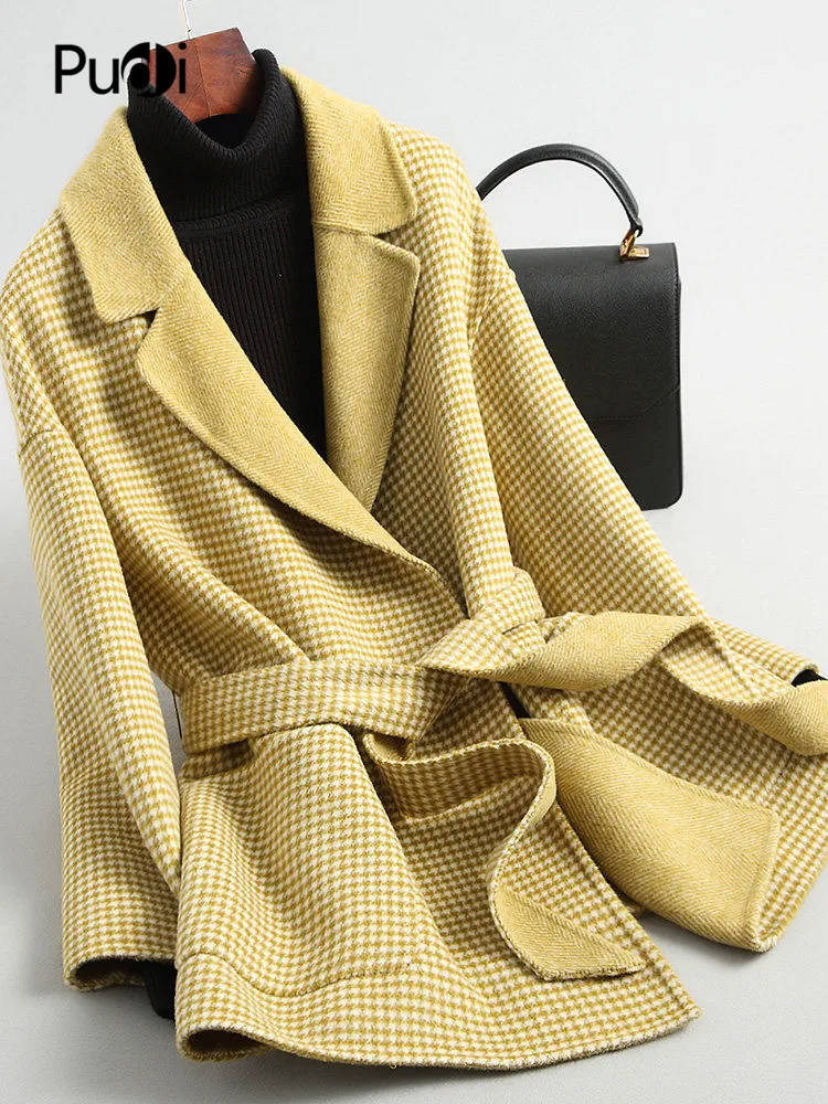 PUDI A38091 2019 Women new fashion bright color double plaid wool jacket lady style leisure Fall/Winter wool coat
PUDI A38091 2019 Women new fashion bright color double plaid wool jacket lady style leisure Fall/Winter wool coat