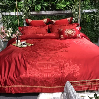 4Pcs Red wedding Embossed jacquard Bedding set King Queen Size Royal Palace Bed Set Duvet Cover Bed Sheet Pillowcases
4Pcs Red wedding Embossed jacquard Bedding set King Queen Size Royal Palace Bed Set Duvet Cover Bed Sheet Pillowcases