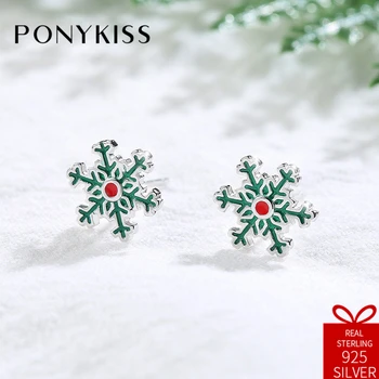 PONYKISS Romantic Solid S925 Sterling Silver Minimalist Green Snowflake Stud Earrings Women Christmas Anniversary Jewelry Gift
PONYKISS Romantic Solid S925 Sterling Silver Minimalist Green Snowflake Stud Earrings Women Christmas Anniversary Jewelry Gift