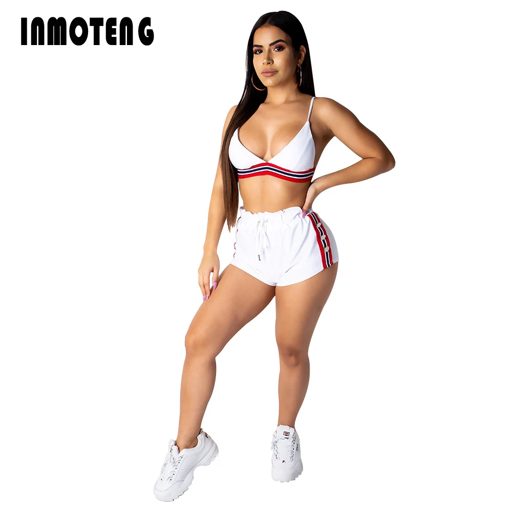 INMOTENG Summer White Women Stripes Splicing Bra Crop Top Shorts Casual Beach Suit 2pcs Fashion Sexy Tracksuit Outfit Playsuit
INMOTENG Summer White Women Stripes Splicing Bra Crop Top Shorts Casual Beach Suit 2pcs Fashion Sexy Tracksuit Outfit Playsuit