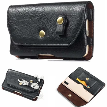 

Leather Waist Bag Clip Belt Pouch Case For Cubot Max 2 AGM A9 A8 H1 X3 Turbo X2 SE Max Pro A10 M5 X3 JBL-Cobanding + Card Holder