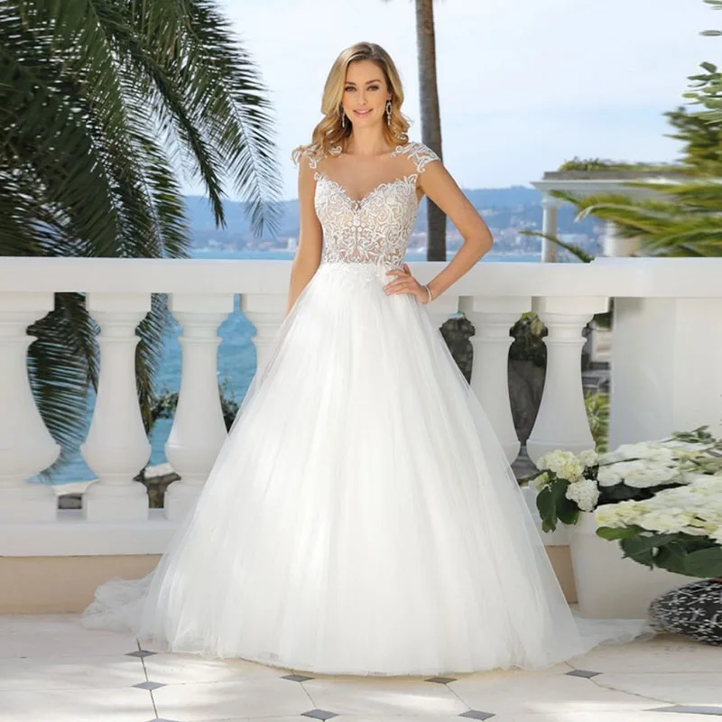 Eightale Beach Wedding Dresses 2019 O-Neck Appliques Lace Tulle Skirt Vintage Boho Wedding Gowns Custom Made Bride Dress
Eightale Beach Wedding Dresses 2019 O-Neck Appliques Lace Tulle Skirt Vintage Boho Wedding Gowns Custom Made Bride Dress