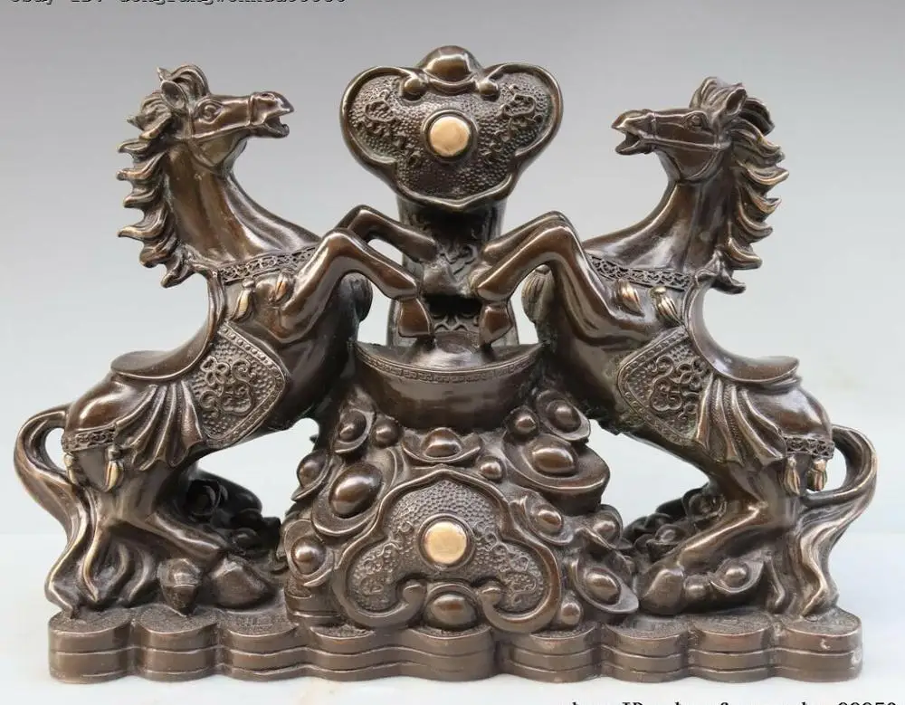 Chinese Royal FengShui Copper Bronze Wealth YuanBao Ruyi Two Horse Animal Statue
Chinese Royal FengShui Copper Bronze Wealth YuanBao Ruyi Two Horse Animal Statue