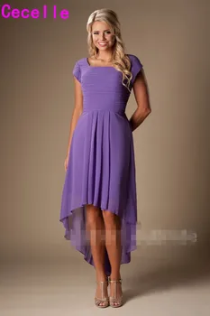 Lilac High Low Short Modest Bridesmaid Dresses With Sleeves Short Front Long Back Summer Maids of Honor Dresses Wedding Party
Lilac High Low Short Modest Bridesmaid Dresses With Sleeves Short Front Long Back Summer Maids of Honor Dresses Wedding Party