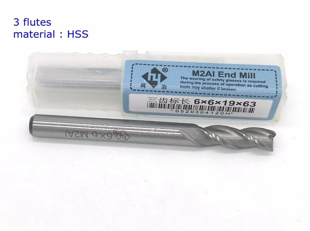 router bit 10 pcs 6*6*19*63 of 3 Flute HSS End Mill Diameter 6mm flat end milling cutter cnc tool
router bit 10 pcs 6*6*19*63 of 3 Flute HSS End Mill Diameter 6mm flat end milling cutter cnc tool