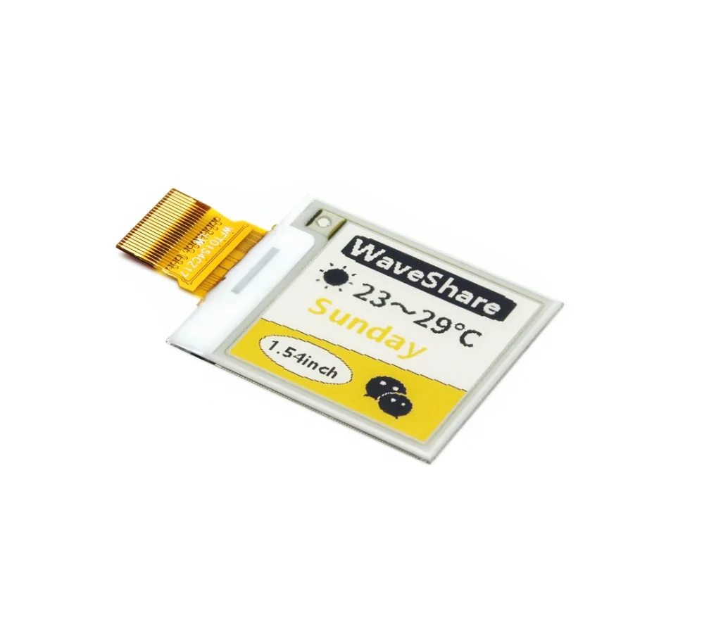 Waveshare 152x152, 1.54inch E-Ink raw display, yellow/black/white three-color, SPI interface, without PCB
Waveshare 152x152, 1.54inch E-Ink raw display, yellow/black/white three-color, SPI interface, without PCB