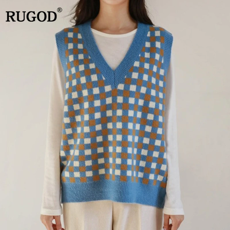 RUGOD 2019 Autumn Winter Women Vintage Argyle Pattern Vest Warm Wool Vests Sleeveless V-Neck Knitted Veste Femme Colete Feminino
RUGOD 2019 Autumn Winter Women Vintage Argyle Pattern Vest Warm Wool Vests Sleeveless V-Neck Knitted Veste Femme Colete Feminino