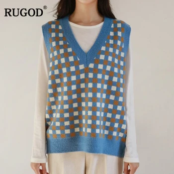 RUGOD 2020 Autumn Winter Women Vintage Argyle Pattern Vest Warm Wool Vests Sleeveless V-Neck Knitted Veste Femme Colete Feminino
RUGOD 2020 Autumn Winter Women Vintage Argyle Pattern Vest Warm Wool Vests Sleeveless V-Neck Knitted Veste Femme Colete Feminino