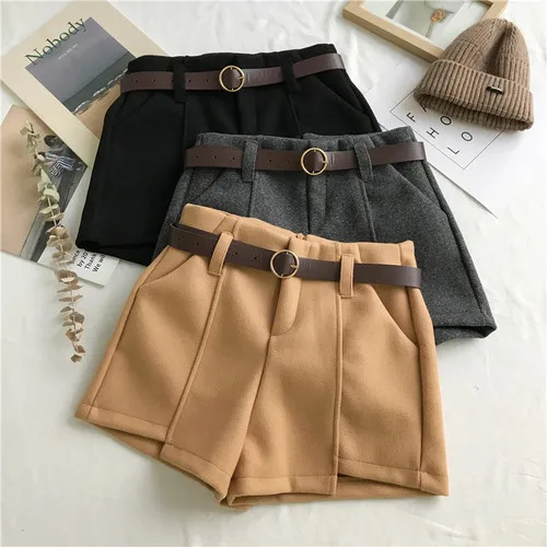 Autumn Winter Formal Women Shorts Korean High Waist Thick With Sashes Wide Leg Shorts Female Shorts Gray Black Casual Bottom
Autumn Winter Formal Women Shorts Korean High Waist Thick With Sashes Wide Leg Shorts Female Shorts Gray Black Casual Bottom