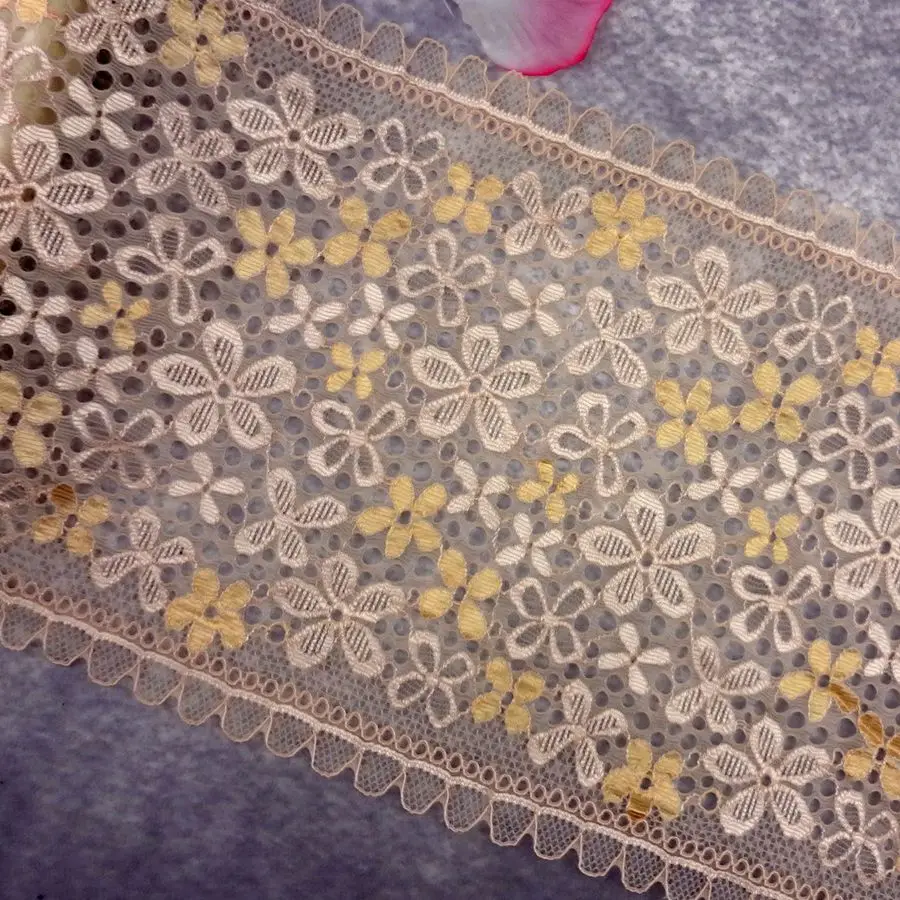 #50 Floral Lace 19CM Wide 2 yards/lot Stretch Lace Trim Elastic Lace Ribbon Trimming Home Decorative Crafts Lace Edge Trim
#50 Floral Lace 19CM Wide 2 yards/lot Stretch Lace Trim Elastic Lace Ribbon Trimming Home Decorative Crafts Lace Edge Trim