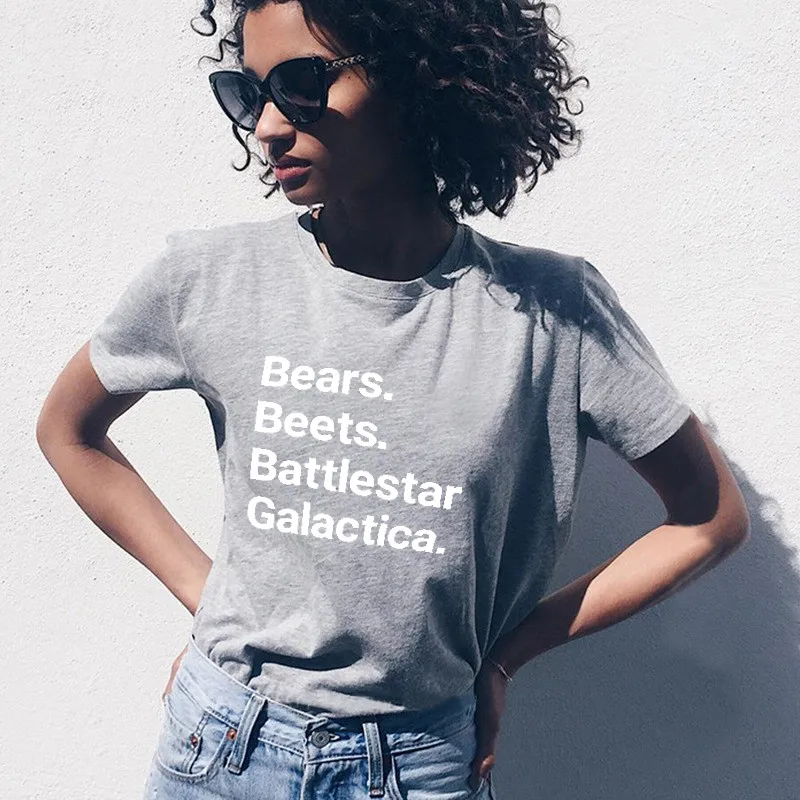Lei SAGLY Bears Beets Battlestar Galactica Office T-Shirt Fmale Casual Tee Summer Short Sleeve T Shirt Women Clothing
Lei SAGLY Bears Beets Battlestar Galactica Office T-Shirt Fmale Casual Tee Summer Short Sleeve T Shirt Women Clothing