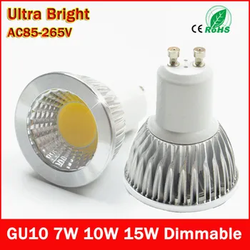 

LED Bulb GU10 COB Led Spot Light 7W 10W 15W GU10 led Spotlight Bulb lamp light Dimmable AC85v-265v Super Bright free shipping