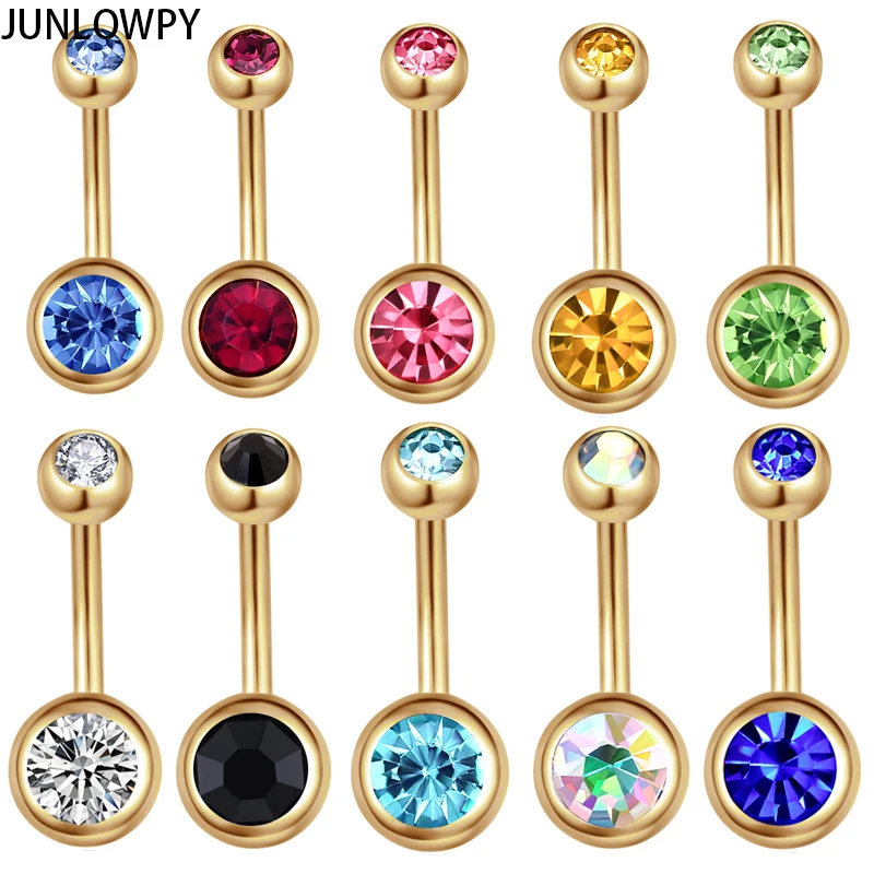 JUNLOWPY Belly Ring Piercing Jewelry 100pcs/lot Double Crystal Body Piercing Jewelry Stainless Steel Gold Navel Bar Piercings
JUNLOWPY Belly Ring Piercing Jewelry 100pcs/lot Double Crystal Body Piercing Jewelry Stainless Steel Gold Navel Bar Piercings
