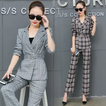 a set clothing women suits office plaid print fashion two-piece new autumn wear women's clothing set with belt grid outfit S-XXL
a set clothing women suits office plaid print fashion two-piece new autumn wear women's clothing set with belt grid outfit S-XXL