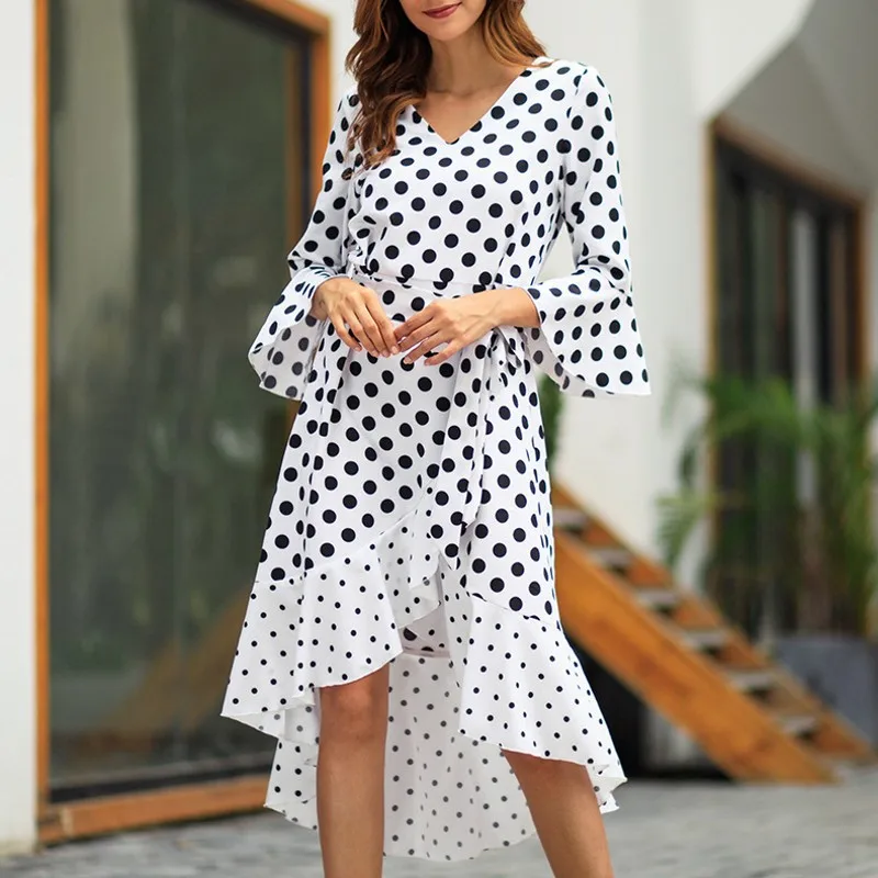 Zmvkgsoa Polka dot ruffle wrap long dress Women spring casual streetwear vintage black red white maxi dresses vestidos Y10936
Zmvkgsoa Polka dot ruffle wrap long dress Women spring casual streetwear vintage black red white maxi dresses vestidos Y10936