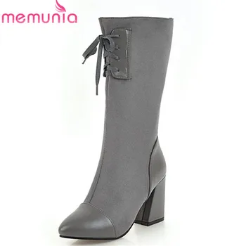 MEMUNIA 2020 new arrival autumn winter boots pointed toe zip fashion boots women lace up high heels shoes mid calf boots female
MEMUNIA 2020 new arrival autumn winter boots pointed toe zip fashion boots women lace up high heels shoes mid calf boots female