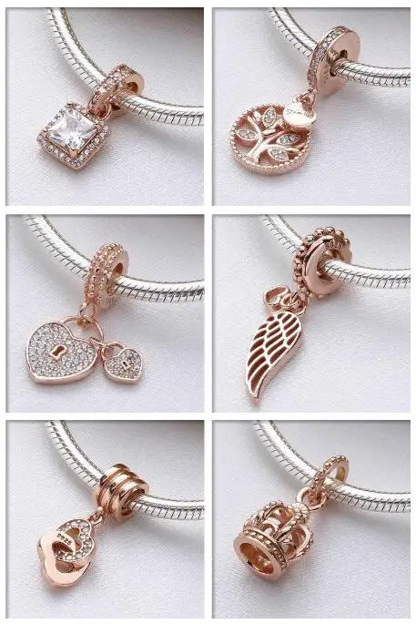 Fits Pandora Style Charm Bracelets female DIY accessorie's High Quality 925 Sterling Silver CZ Rose gold series Dangle beads
Fits Pandora Style Charm Bracelets female DIY accessorie's High Quality 925 Sterling Silver CZ Rose gold series Dangle beads